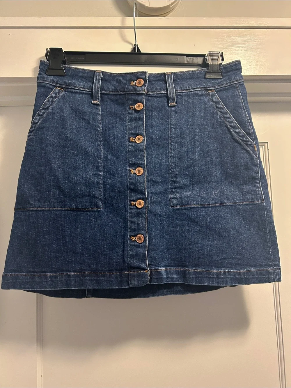 J. Crew Classic Blue Denim Button-Front Mini Skirt - 6, NWOT